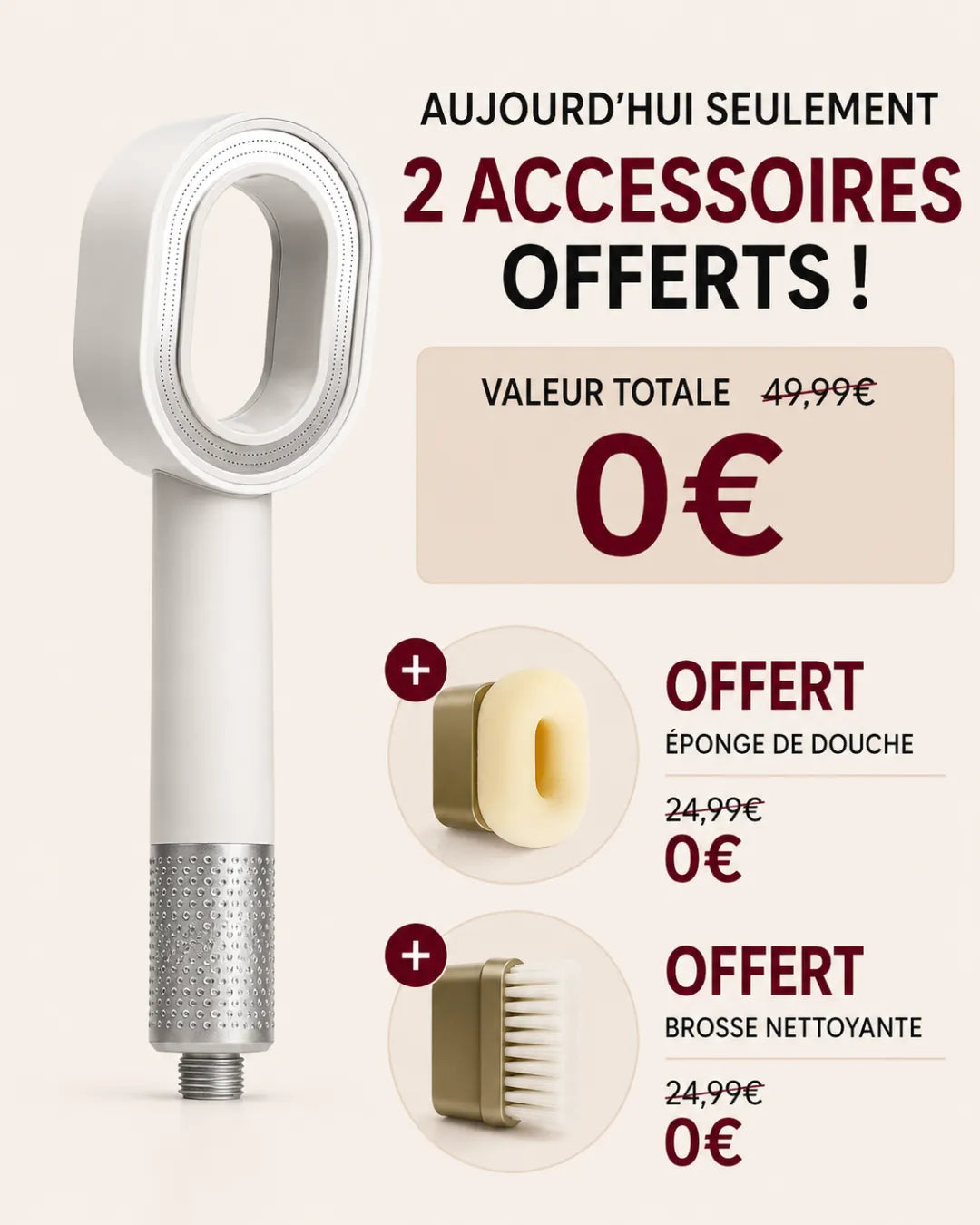AquaGlow™Pommeau de douche filtrant 3-en-1 + 2 accessoires de soin