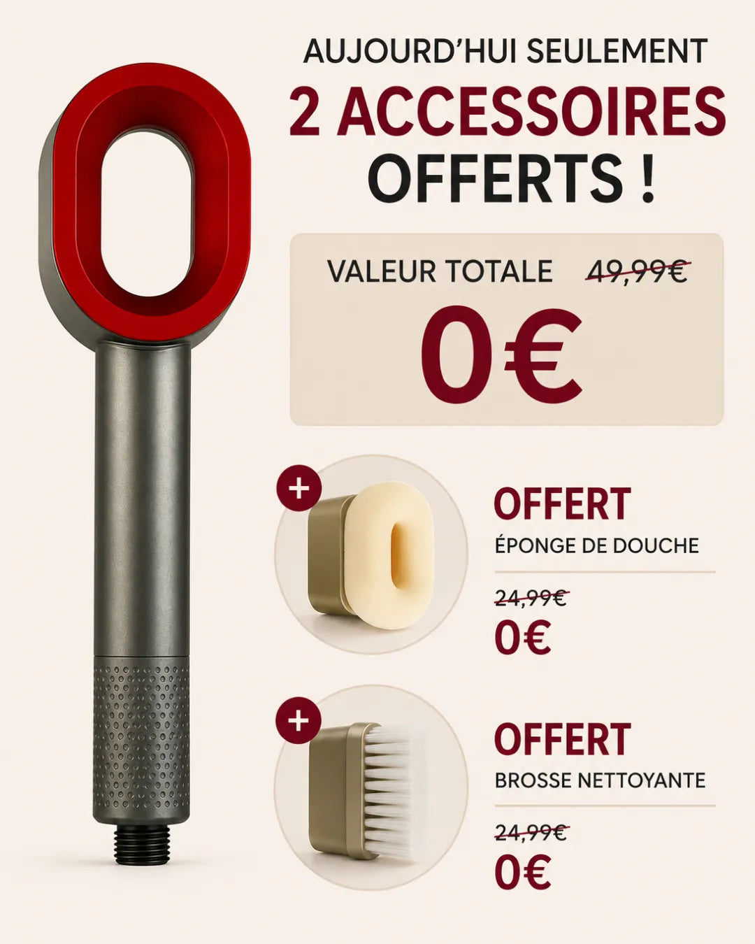 AquaGlow™Pommeau de douche filtrant 3-en-1 + 2 accessoires de soin