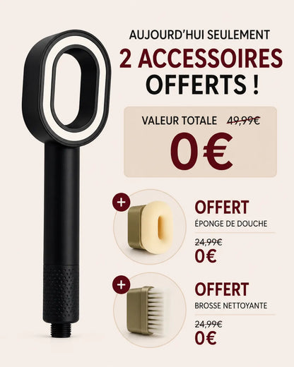AquaGlow™Pommeau de douche filtrant 3-en-1 + 2 accessoires de soin