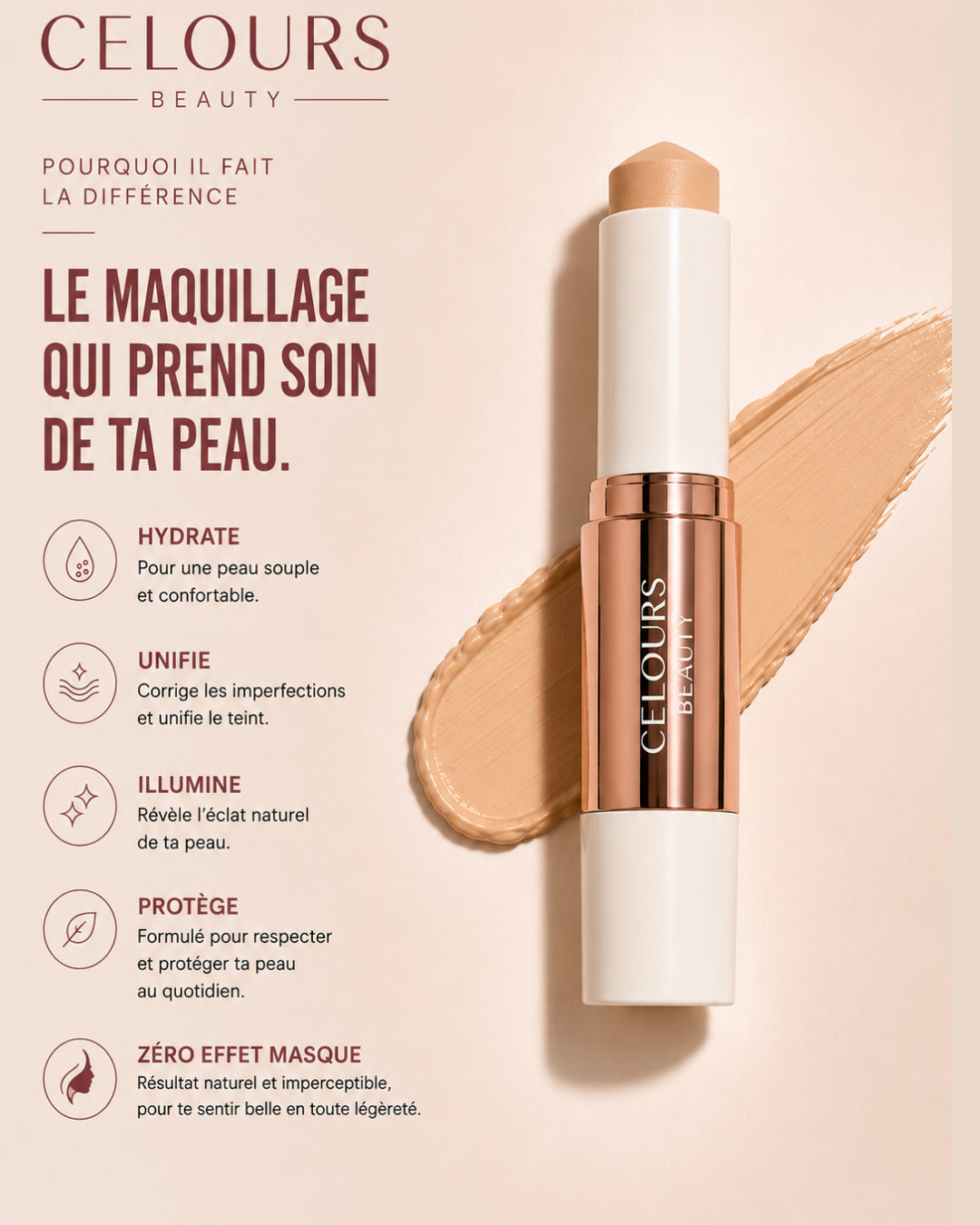 Celours-ToneGlow™ Fond de teint stick auto-adaptatif