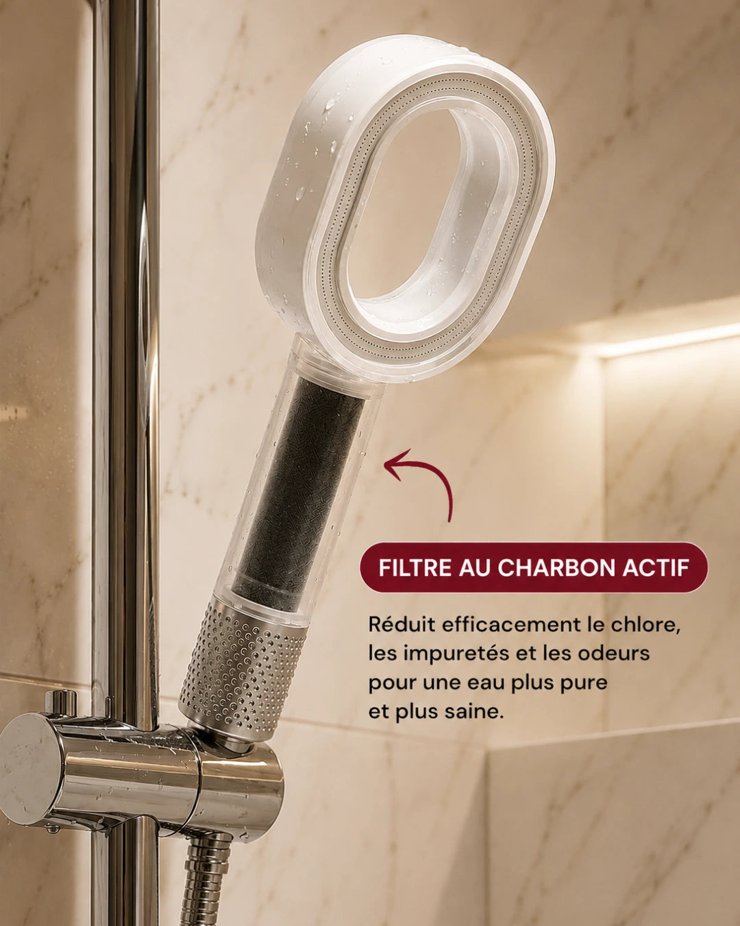 AquaGlow™Pommeau de douche filtrant 3-en-1 + 2 accessoires de soin