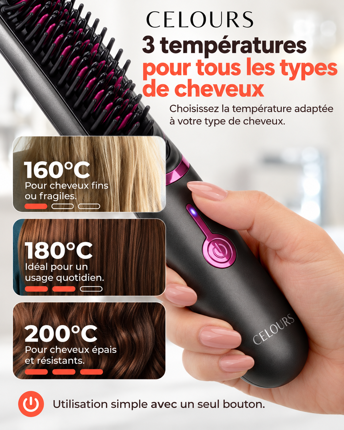 Celours LisseGo™ | Brosse lissante sans fil