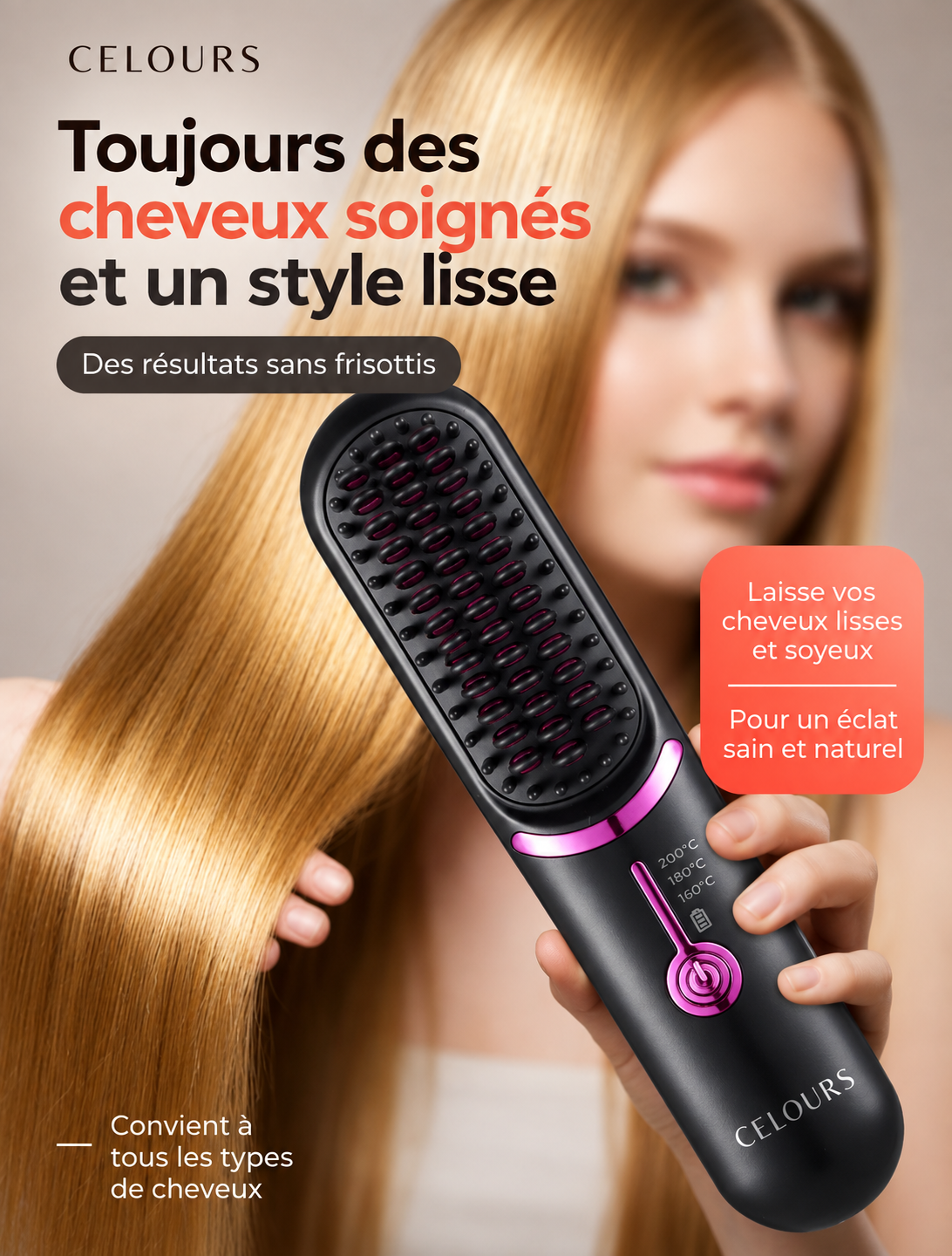 Celours LisseGo™ | Brosse lissante sans fil